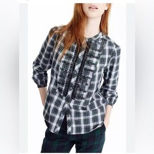 J crew plaid embellished tartan blouse 🤩
